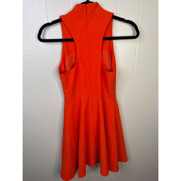 Elizabeth & James Orange Sleeveless Fit & Flare Dress Size 2 Polyester Viscose B - Picture 3 of 6